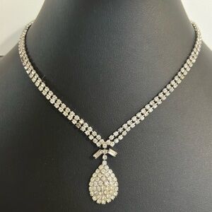 Weiss vintage /antique tear drop rhinestone crystal necklace #085